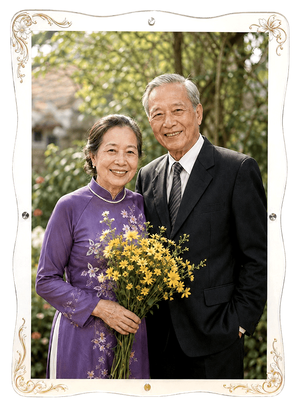 Ảnh tráng gương pha lê gia đình cực đẹp