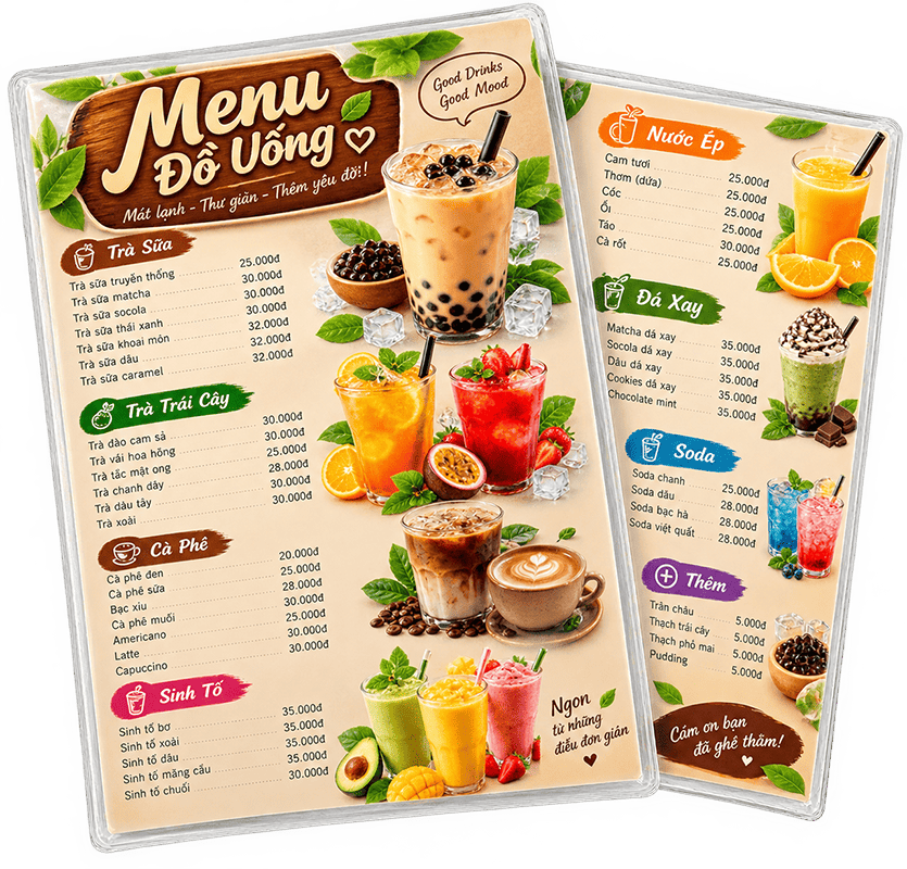 Ép nhựa menu quán ăn
