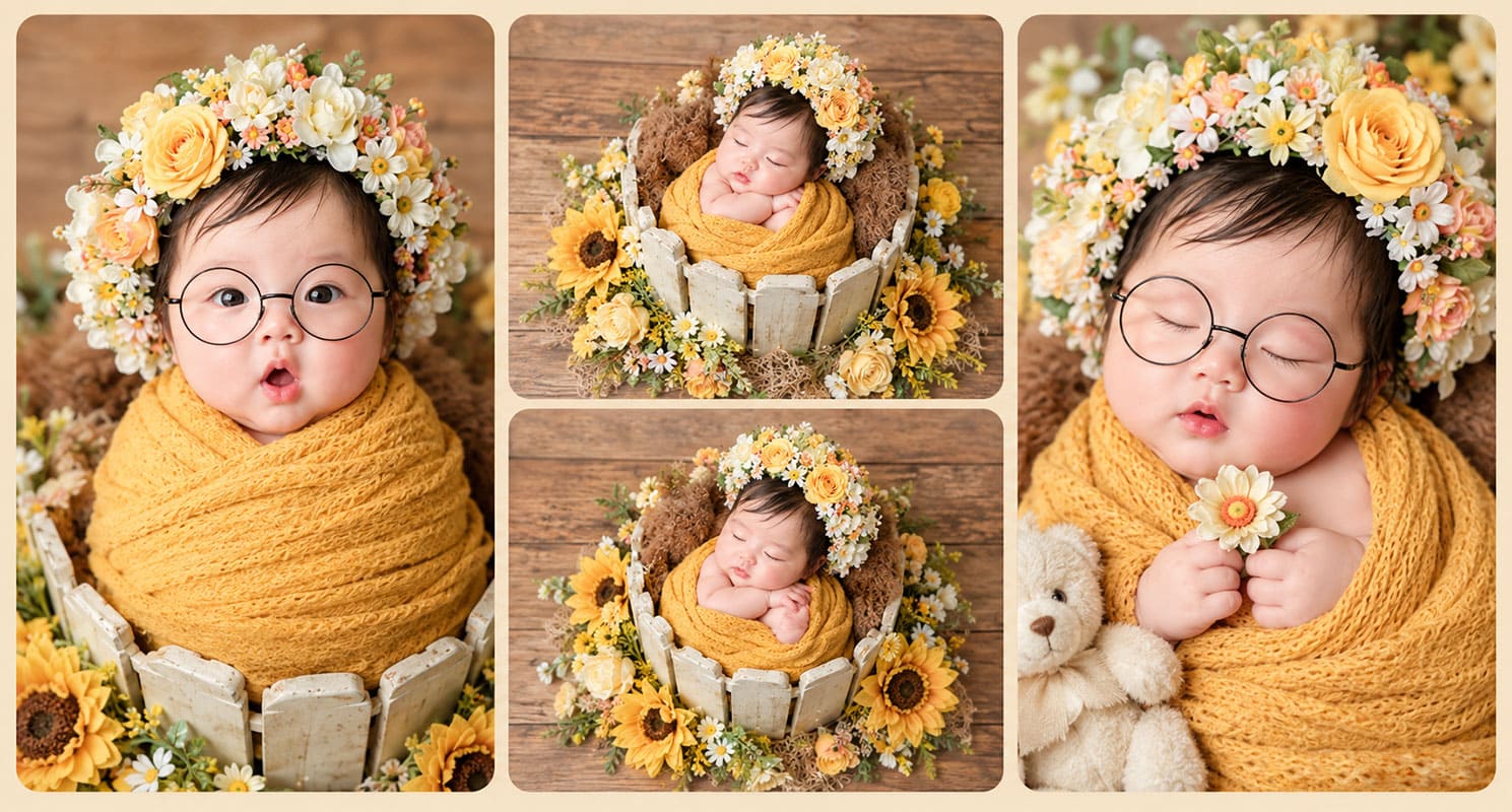 Rửa ảnh ép lụa em bé dễ thương